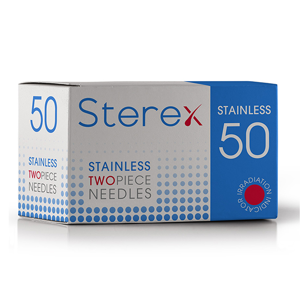 Sterex Stainless Steel Electrolysis Needle 2F, Short, 2-Piece, 50/Box